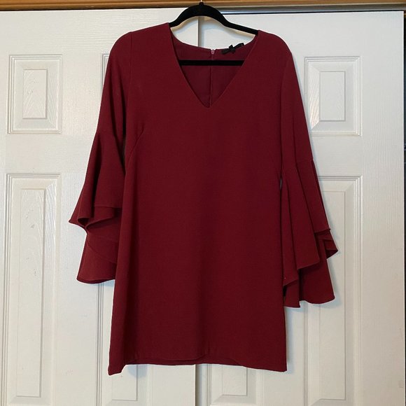 Olivaceous Bell Sleeve Shift Dress - Picture 1 of 5